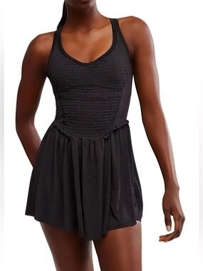 FREE PEOPLE FP Movement Smockin' Hot Dress Black Medium M NEW NWOT